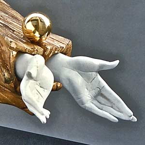 Particolare di una scultura di Giorgio Scaini